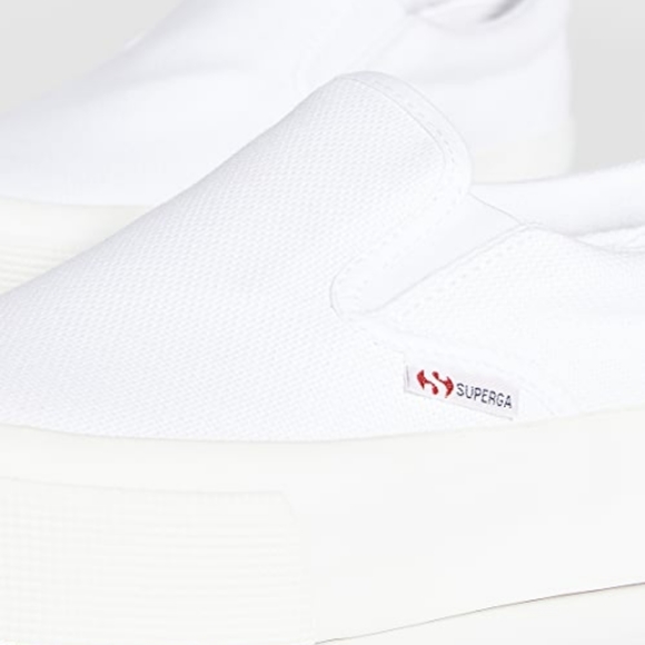 Superga 2306 Cotu Sneakers Slip On White Canvas Fabric Logo Platform 10 - Picture 7 of 16